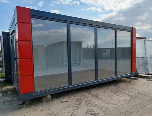 Módulo Oficina Prefabricada 3×6 con Muro Exhibidor